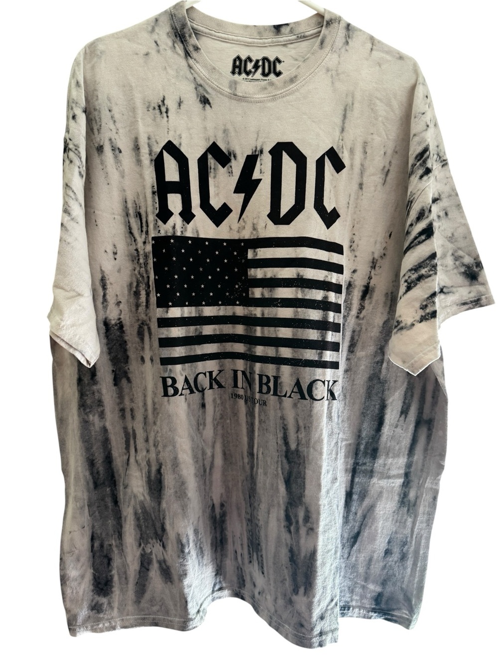 AC/DC "Back In Black" Tie-Dye Graphic Tee - Black & White Size 2XL